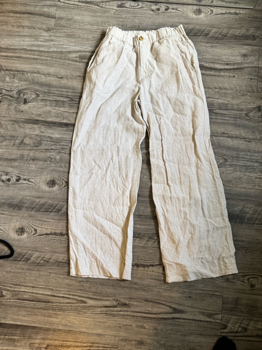 Faherty Women's Cream Linen-Blend Relaxed Trousers